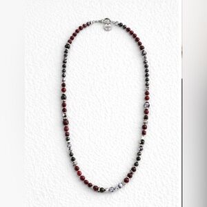 White House Black Market Layered Red Black Silver Beaded Necklace
26" Statement